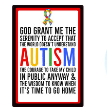 Load image into Gallery viewer, Autism awareness for April, Special Education classroom sign, wreath attachment, metal sign for autism, Inclusion
