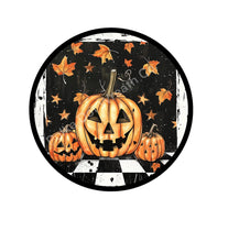Load image into Gallery viewer, Jack o lantern Halloween sign, black and orange fall decoration, primitive halloween sign, wreath attachment
