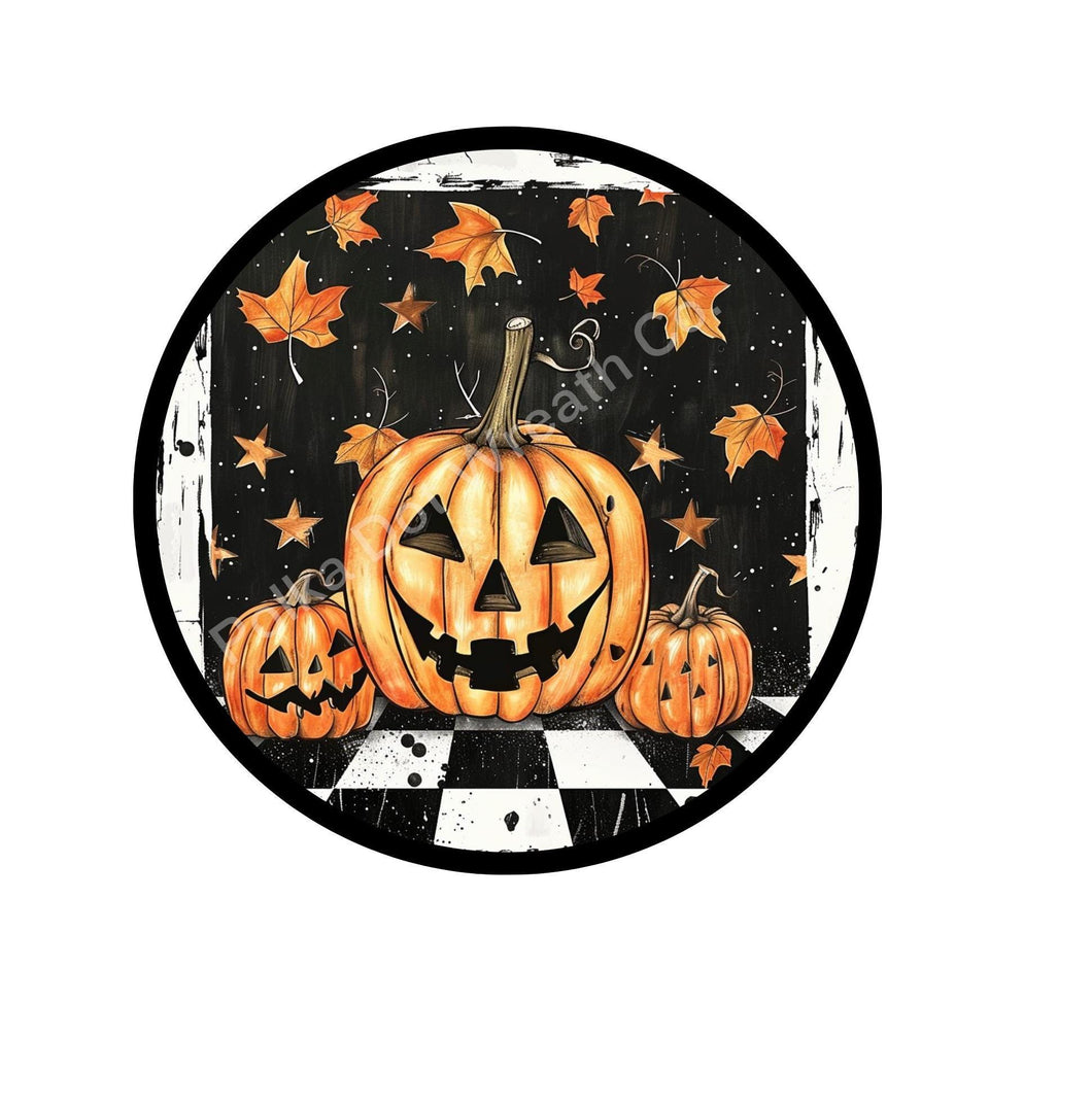 Jack o lantern Halloween sign, black and orange fall decoration, primitive halloween sign, wreath attachment