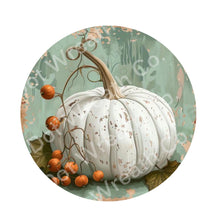 Load image into Gallery viewer, Fall Blue and Orange  Pumpkin Sign, Fall Wreath Attachment, Pumpkin wreath sign, Thanksgiving wreath sign, Pumpkin home decor
