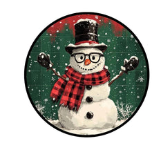 Load image into Gallery viewer, Snowman with glasses winter sign for wreath, Metal wreath sign, Snowman home decor for Christmas, Primitive snowman, funny snowman sign

