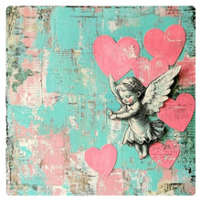 Load image into Gallery viewer, Vintage Cupid wall art for home, Metal wall art for Valentines Day, Cupid with rustic elements, Valentines Day Wreath Sign

