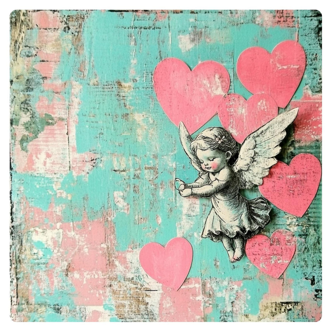 Vintage Cupid wall art for home, Metal wall art for Valentines Day, Cupid with rustic elements, Valentines Day Wreath Sign