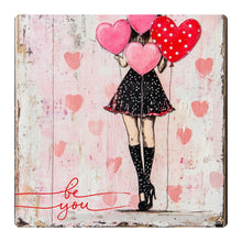 Load image into Gallery viewer, Self affirmation, Positive Thoughts, Self Esteem Metal Sign, Rustic Spring love sign, Valentine balloon art
