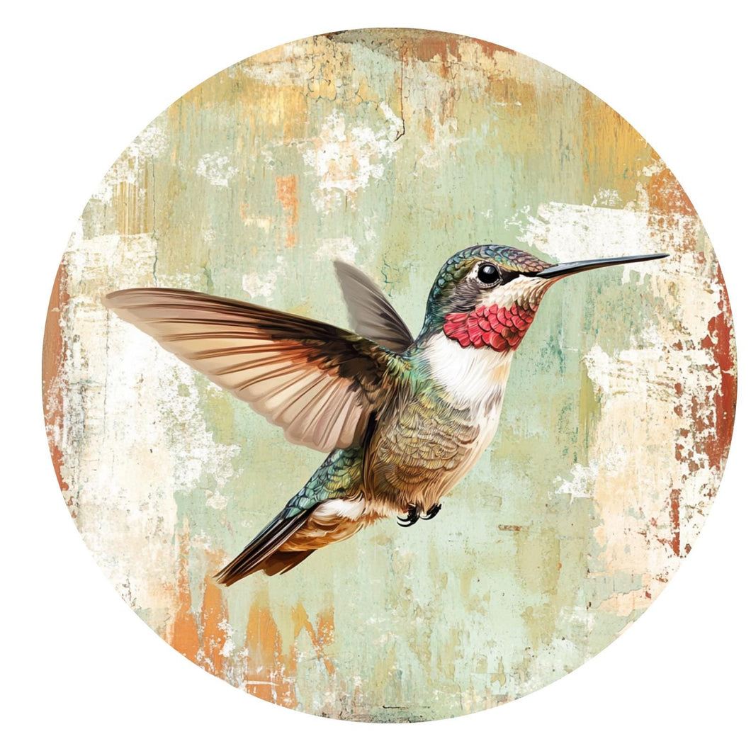 Hummingbird Welcome Spring Sign, Bird Metal Wall Decor, Ruby Throated Hummingbird Decor, Hummingbird Gift for Her, Metal Sign for Wreath