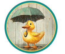 Load image into Gallery viewer, Cute Duck Wall Art – Rainy Day Duckling Sign, Farmhouse Nursery Decor, Spring Animal Printable, Baby Shower Decoration, Yellow Duck Easter
