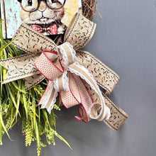 Load image into Gallery viewer, Easter Bunny Wreath, Rustic Spring Door Decor, Farmhouse Bunny Wreath , Grapevine Wreath with Bow, Handmade Easter Wreath, Front Door Decor
