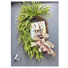 Load image into Gallery viewer, Easter Bunny Wreath, Rustic Spring Door Decor, Farmhouse Bunny Wreath , Grapevine Wreath with Bow, Handmade Easter Wreath, Front Door Decor
