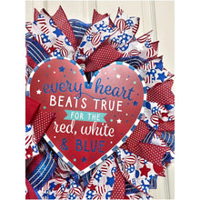 Load image into Gallery viewer, Patriotic 4th of July Wreath – Red White &amp; Blue Door Decor – Handmade USA Wreath – Memorial Day, Independence Day, Veterans Gift
