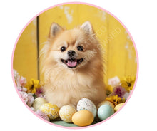 Load image into Gallery viewer, Pomeranian Wreath Sign, Easter Dog  Sign,  Spring Dog gift, Cream pom Decor
