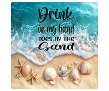 Load image into Gallery viewer, Beach Wall Art, Drink in My Hand Toes in the Sand Sign, Coastal Home Decor, Nautical Bathroom Art, Summer Beach House Sign
