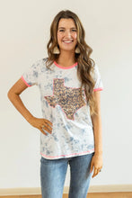 Load image into Gallery viewer, Leopard Texas on Marble &amp; Pink Ringer Tee

